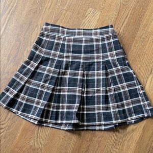 Hollister Navy and White Plaid Mini Skirt